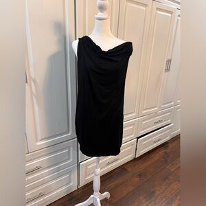 Enza Costa Black One-Shoulder Draped Dress